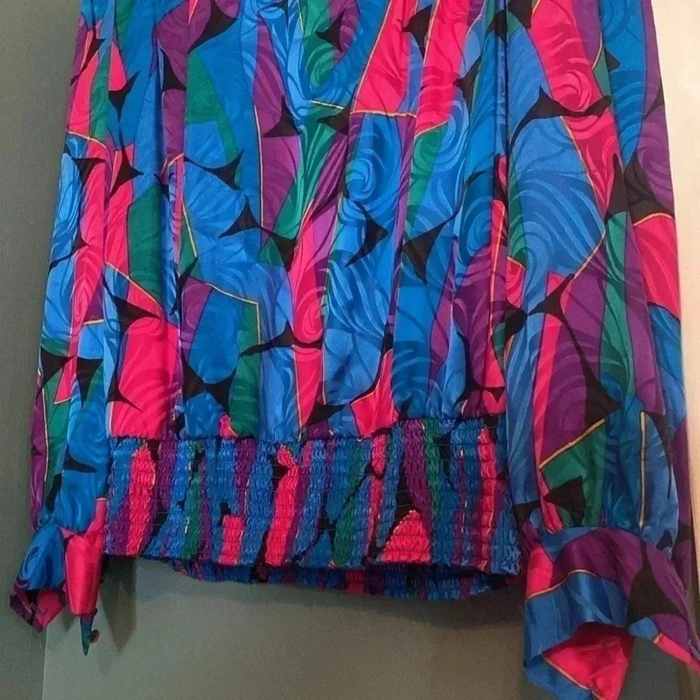 Vintage Adrianna Papell 100% silk blouse - 80s - size 10 - long sleeve - Picture 4 of 7